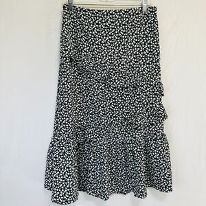 Luna Women's BOHO Midi Dress with Asymmetrical Ruffle and Bottom Hem Ruffle